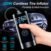 Pompă reîncărcabilă de umflare a aerului pentru anvelope de mașină 260PSI cu lampă LED pentru bile pentru anvelope pentru mașină, motocicletă, compresor de aer auto fără fir