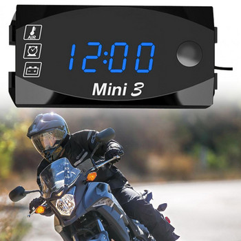 Универсален електронен часовник Термометър Волтметър IP67 3 в 1 12V Електронен габарит LED часовник Цифров дисплей за мотоциклет
