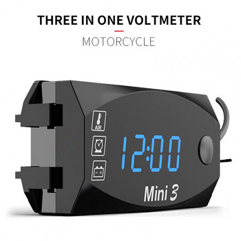 Универсален електронен часовник Термометър Волтметър IP67 3 в 1 12V Електронен габарит LED часовник Цифров дисплей за мотоциклет