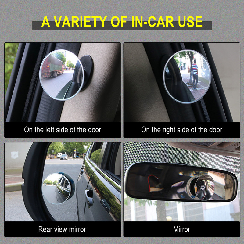 Oglindă de unghi orb HD de 360 de grade Oglindă retrovizoare convexă reglabilă pentru mașină pentru oglinzi cu unghi larg pentru parcare fără rame