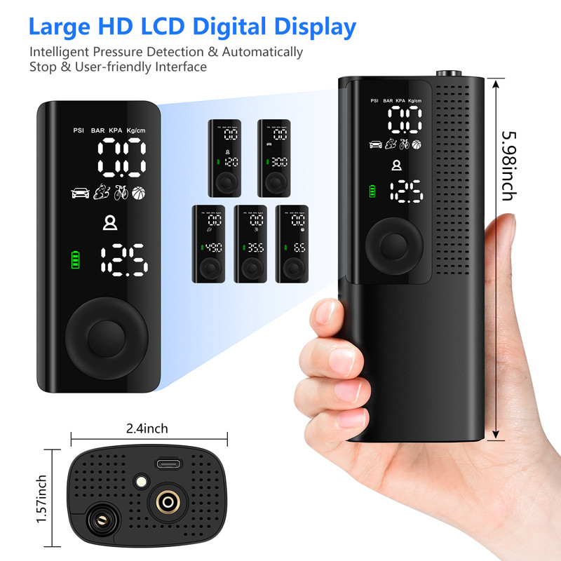 Mini pompă de aer portabilă, umflator de aer pentru bicicletă electrică, 120PSI, compresor de aer pentru mașină, pompă de aer pentru bicicletă, pompă pentru anvelope, anvelopă pentru mașină, gonflabilă