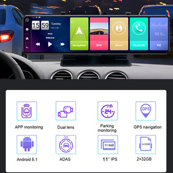 Κάμερα αυτοκινήτου Android Car Rearview Mirror car dvr GPS Navigation Dash Cam 1080P Recorder Remote monitor 24h Park 4G ADAS Bluetooth
