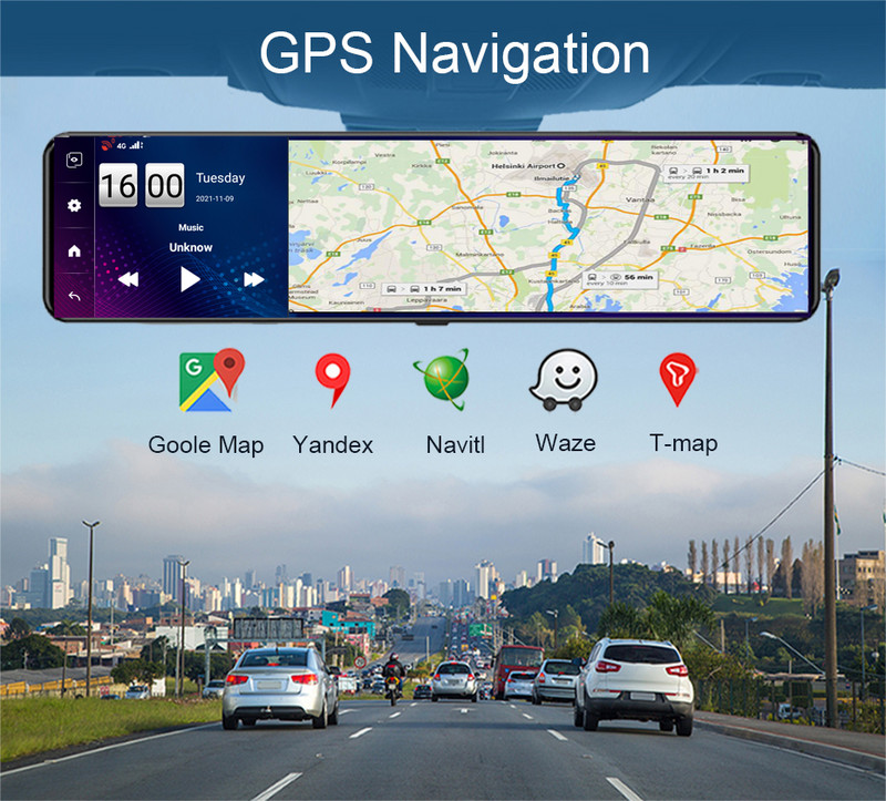 Cameră pentru mașină Android Oglindă retrovizoare pentru mașină dvr pentru mașină Navigație GPS Cameră de bord 1080P Recorder Monitor de la distanță 24H Parc 4G ADAS Bluetooth