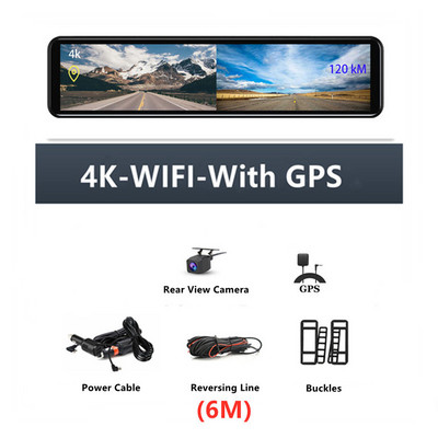 12-инчов 4K видеорекордер Dash Cam WIFI Огледало за обратно виждане GPS Track Автомобилен DVR Sony IMX415 Ultra HD 3840*2160P Камера за приложение за телефон