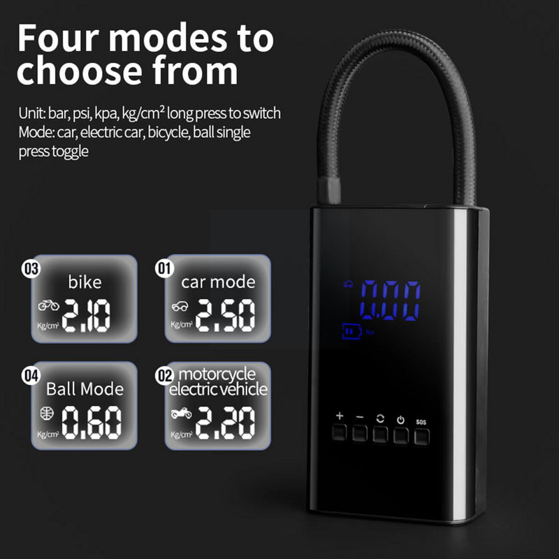 Pompă de aer electrică pentru mașină Mini portabilă fără fir Pompă gonflabilă pentru pneuri Pompă pentru compresor de aer pentru mașină Motocicletă Bicicletă Q6e2