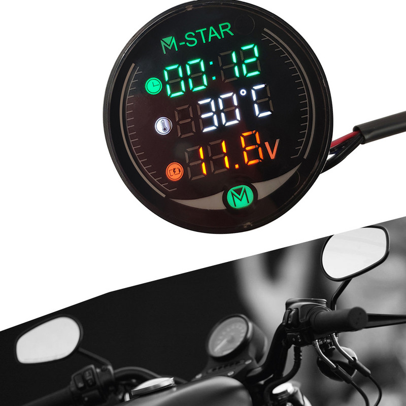 Za Suzuki GSX550 GSX1250 GSX1400 GSX650F gs 500e Voltmetar za motocikle Vrijeme Temperatura LED 3-u-1 LED Digitalni mjerač napona