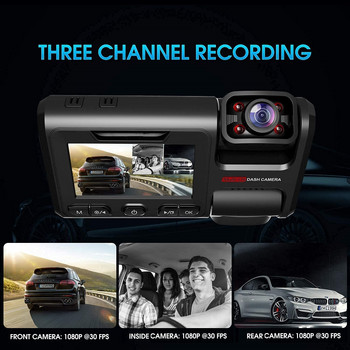 3 καναλιών DVR αυτοκινήτου 3 Κάμερα 1080P Κάμερα αυτοκινήτου WiFi GPS ADAS Night Vision Recorder Εγγραφή οδήγησης διπλού φακού με φακό οπισθοπορείας