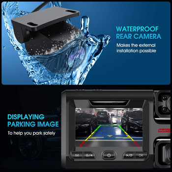 3 καναλιών DVR αυτοκινήτου 3 Κάμερα 1080P Κάμερα αυτοκινήτου WiFi GPS ADAS Night Vision Recorder Εγγραφή οδήγησης διπλού φακού με φακό οπισθοπορείας