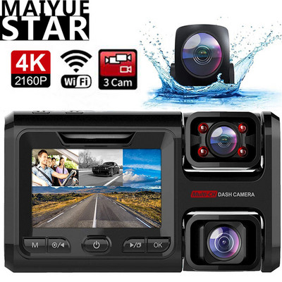 3 csatornás autós DVR 3 kamera 1080p autós kamera WiFi GPS ADAS éjjellátó rögzítő, kétlencsés vezetési rögzítő hátsó lencsével