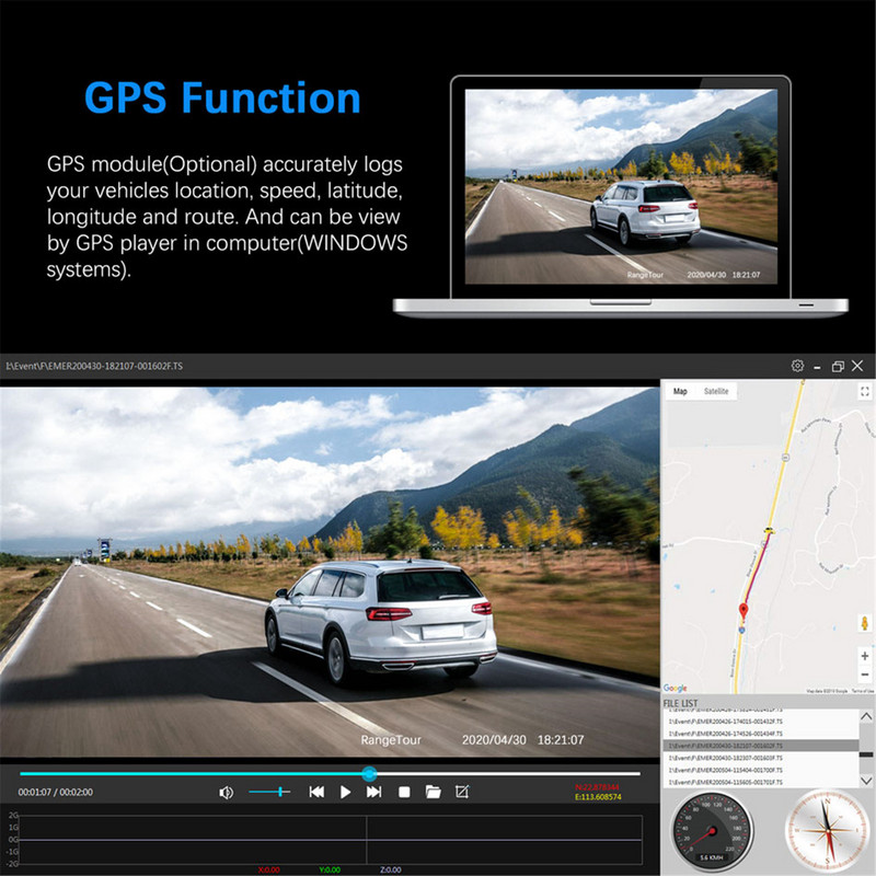 3-kanalni DVR za automobile 3 kamere 1080P kamera za automobil WiFi GPS ADAS Snimač za noćno gledanje Snimač za vožnju s dvije leće i stražnjim objektivom