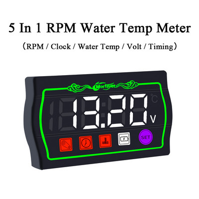 koso Motociclete RPM Timp temperatura apei Tensimetru Mini 5 în 1 LED Digital Display Quad metru