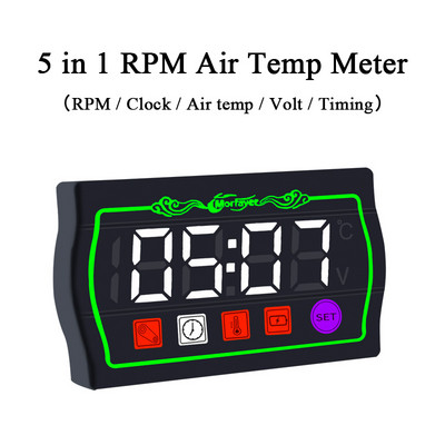 koso Motociclete RPM Timp temperatura apei Tensimetru Mini 5 în 1 LED Digital Display Quad metru