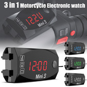 Ceas electronic universal pentru motociclete 3 în 1, termometru, voltmetru, 12 V IP67, impermeabil, rezistent la praf, cu LED, afișaj digital