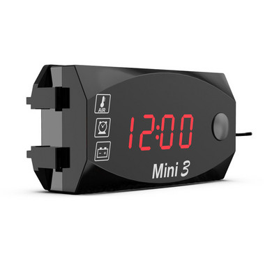 Ceas electronic universal pentru motociclete 3 în 1, termometru, voltmetru, 12 V IP67, impermeabil, rezistent la praf, cu LED, afișaj digital