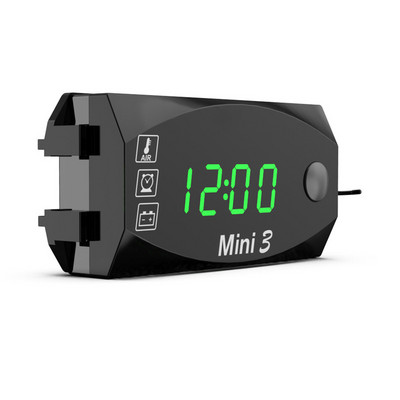 Ceas electronic universal pentru motociclete 3 în 1, termometru, voltmetru, 12 V IP67, impermeabil, rezistent la praf, cu LED, afișaj digital