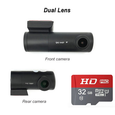 AZDOME BN03 1440P kamera za noćno gledanje u automobilu Prednja stražnja kamera DVR detektor s WiFi GPS HD video snimačem 24h parking monitor