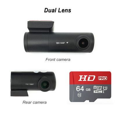 AZDOME BN03 1440P kamera za noćno gledanje u automobilu Prednja stražnja kamera DVR detektor s WiFi GPS HD video snimačem 24h parking monitor