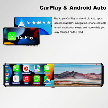 12-инчови автомобилни камери Dash Cam Carplay & Android Auto 4K 2160P Огледало за обратно виждане Видеозапис WIFI Loop Record Phone APP Автомобилен DVR