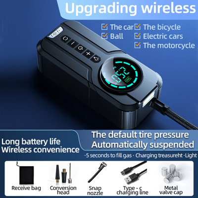 Pompă de umflare montată pe vehicul fără fir, portabil, tip mașină electrică, anvelopă pentru mașină, pompă de mare putere 12v
