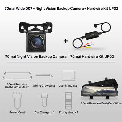 70mai D07 9.35 inch 1080P 130° cu unghi larg pentru mașină DVR stream media Dash Camera cu lentile duale Video Recorder Oglinda retrovizoare Cameră auto