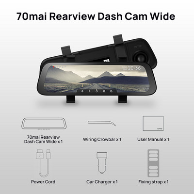 70mai D07 9.35 inch 1080P 130° cu unghi larg pentru mașină DVR stream media Dash Camera cu lentile duale Video Recorder Oglinda retrovizoare Cameră auto