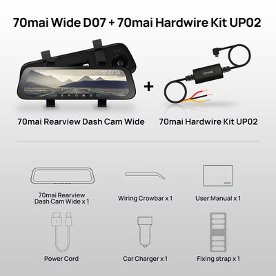 70mai D07 9.35 inch 1080P 130° cu unghi larg pentru mașină DVR stream media Dash Camera cu lentile duale Video Recorder Oglinda retrovizoare Cameră auto