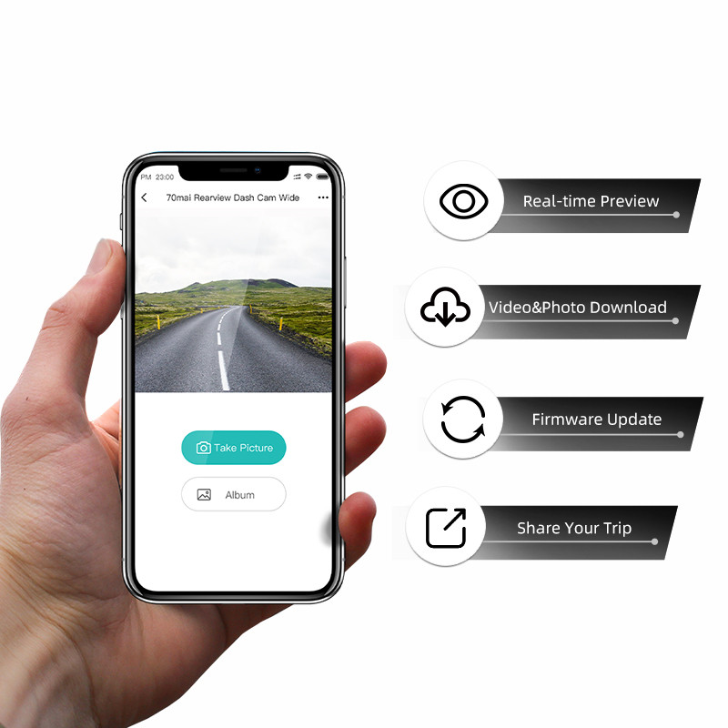 70mai D07 9.35 inch 1080P 130° cu unghi larg pentru mașină DVR stream media Dash Camera cu lentile duale Video Recorder Oglinda retrovizoare Cameră auto