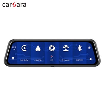 Carsara 9,6 ιντσών CarPlay Android Auto BT Car Mirror Εγγραφή βίντεο Πλοήγηση Κάμερα πίσω όψης AHD 1080P Dual Lens Dash Cam DVR