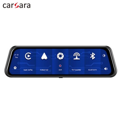 Carsara 9.6 inch CarPlay Android Auto BT Oglindă auto Înregistrator video Navigație Cameră de vedere spate AHD 1080P Cameră de bord cu două lentile DVR
