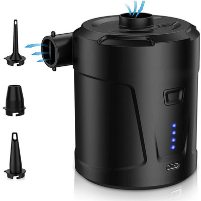 Pompă de aer electrică Pompă de aer portabilă fără fir Pompă de saltea gonflabilă Pompă de umflare pentru barca și ventilator Pompă de rezervor Pompă de vid USB tip C