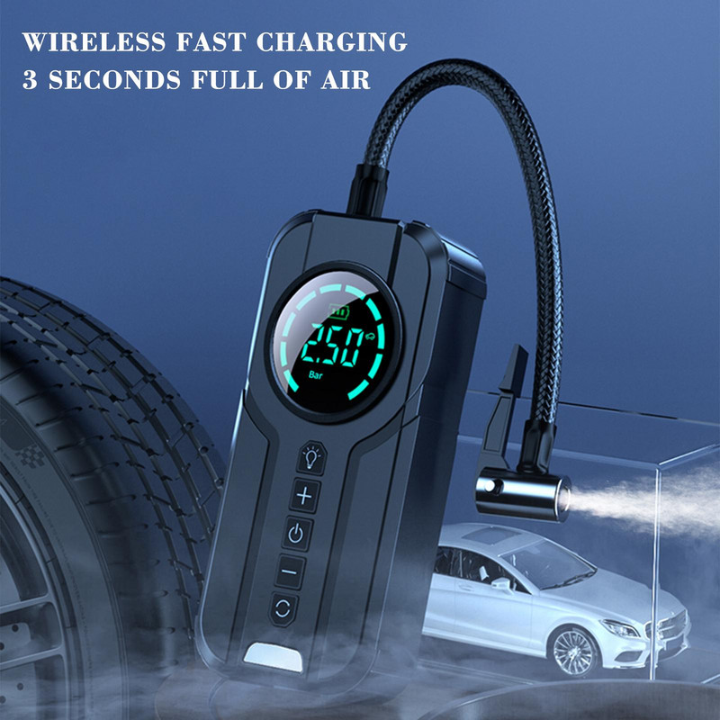 Compresor de aer auto Pompă electrică de aer cu dublă utilizare pentru iluminatul țigărilor Pompă gonflabilă portabilă fără fir pentru anvelope