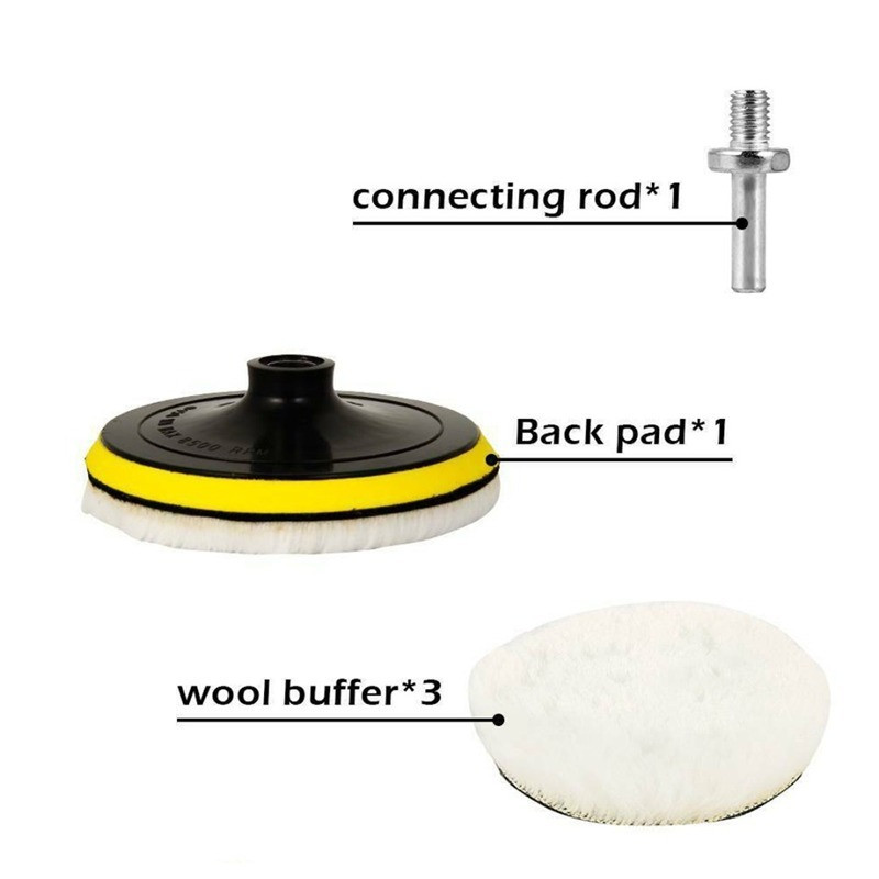 Set de 5 bucăți de tampon de lustruit pentru mașină, instrument pentru roată de lustruit pentru lână, 3/4/5/6/7 inci, kit de discuri de lustruit pentru găurit, pentru lustruit auto, vopsea auto, epilare cu ceară