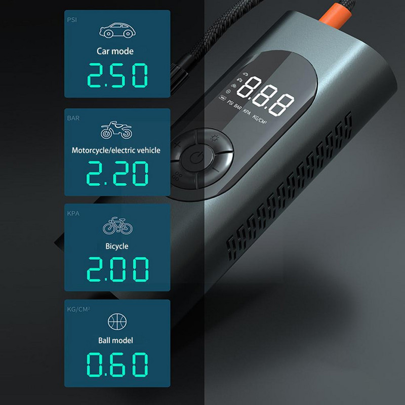 Интелигентен дигитален дисплей Помпа за двойно предназначение, монтирана на превозно средство Инфлатор Преносима помпа за надуване Мощност на помпата на гумите Висока гума I2G7
