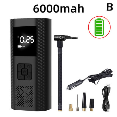 Pompă de aer electrică pentru mașină fără fir de 6000 mAh Pompă gonflabilă portabilă pentru anvelope pentru mașină Motocicletă Bile pentru bicicletă 12V P9Q5