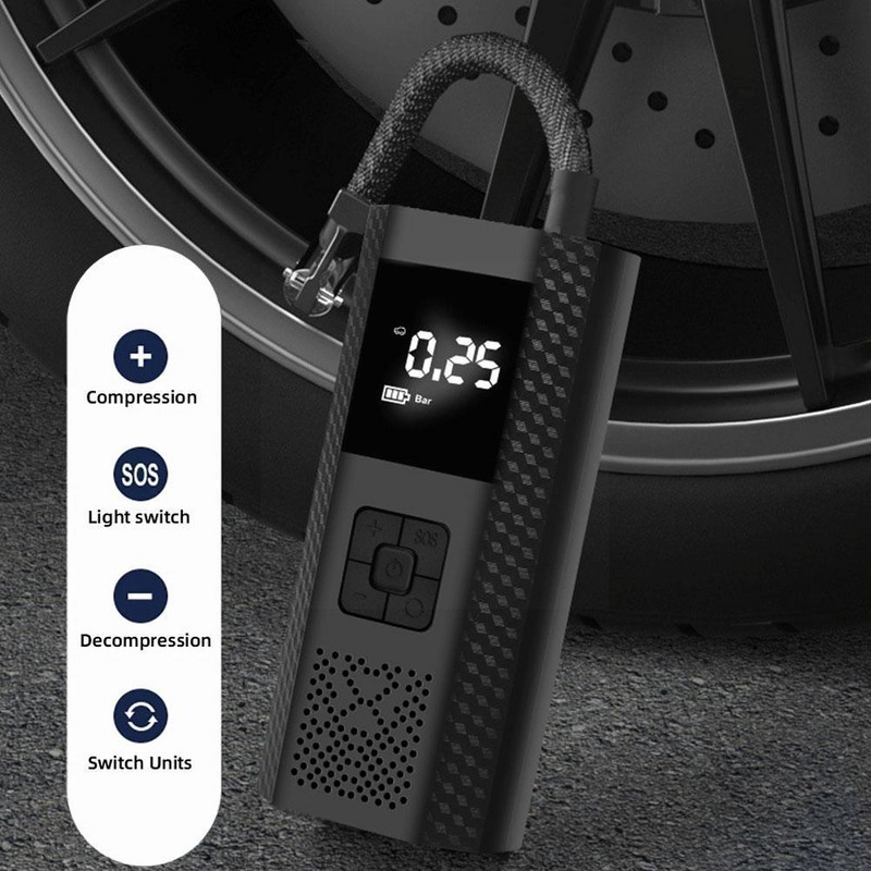 Pompă de aer electrică pentru mașină fără fir de 6000 mAh Pompă gonflabilă portabilă pentru anvelope pentru mașină Motocicletă Bile pentru bicicletă 12V P9Q5