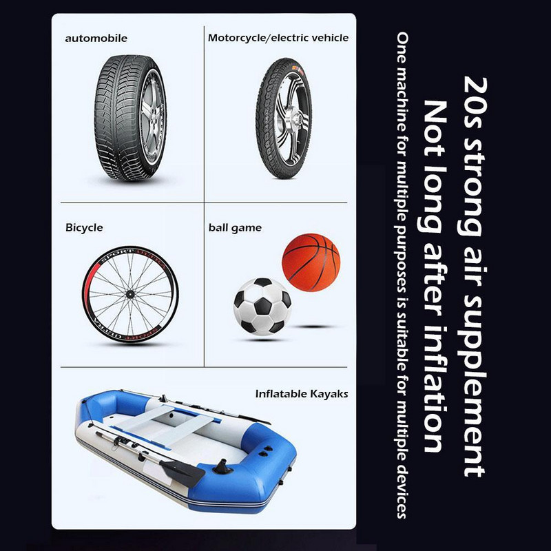 Pompă de aer electrică pentru mașină fără fir de 6000 mAh Pompă gonflabilă portabilă pentru anvelope pentru mașină Motocicletă Bile pentru bicicletă 12V P9Q5