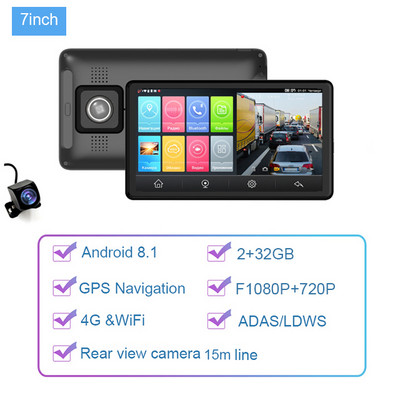 D712 Dash Cam 4G DVR pentru mașină ADAS Tablou de bord Oglindă Cameră retrovizoare Înregistrare automată 2GB+32GB Navigație GPS Android WiFi Monitor la distanță