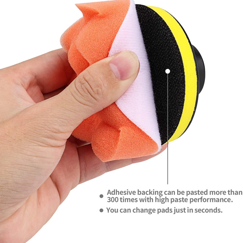 Disc de lustruit pentru mașină 11 buc/set Burete autoadeziv pentru lustruire cu ceară, 3 inci, lână, disc de lustruit pentru roți de lustruit, adaptor de foraj