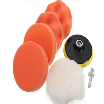 7 bucăți tampon de lustruit pentru mașină 3/4/5/6/7 inch set de perne de spumă pentru lustruire cu burete pentru lustruit mașină, adaptor de foraj, instrumente de curățare