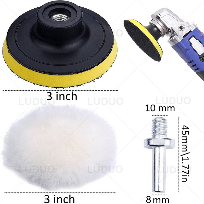 7 bucăți tampon de lustruit pentru mașină 3/4/5/6/7 inch set de perne de spumă pentru lustruire cu burete pentru lustruit mașină, adaptor de foraj, instrumente de curățare
