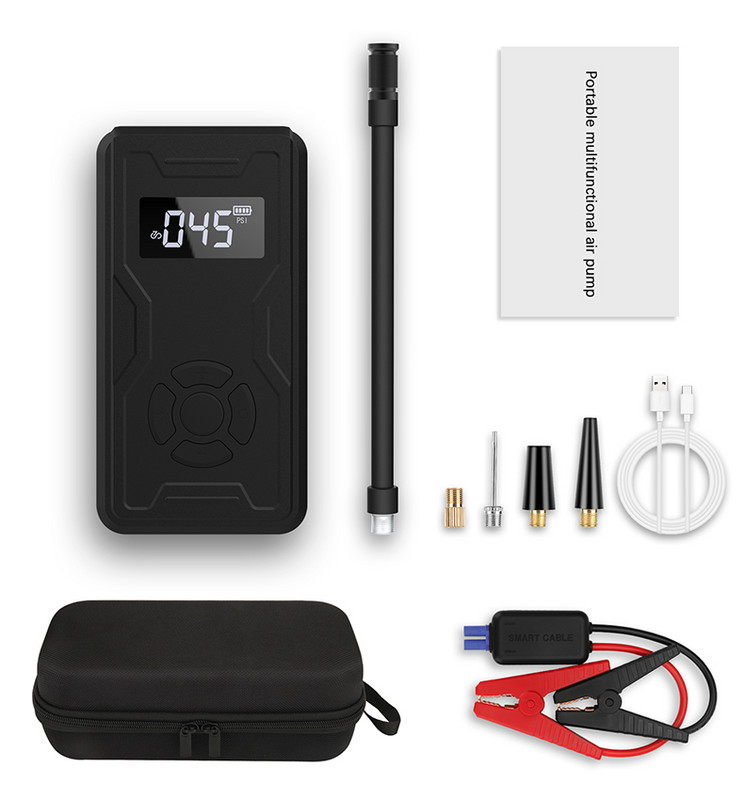 Car Jump Starter Power Bank Pompă gonflabilă portabilă fără fir Pompă gonflabilă digitală inteligentă pentru mașină, motocicletă, bicicletă