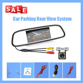 Monitor cu oglindă auto de 4,3 inci Sistem de parcare automată cu viziune nocturnă rezistentă la apă CCD Backup vedere spate rotundă Accesorii pentru cameră Negru