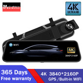10-инчов 4K GPS WIFI Car Dvr Огледало Dash Cam Dual Lens Dashcam IPS Screen Car Camera Drive Recorder Stream RearView Mirror