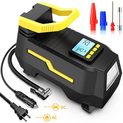 Autós légfúvó szivattyú hordozható légkompresszor 150 Psi Dual Power Home AC110-240V/DC 12V digitális gumiabroncs felfújó Auto Motor Ballhoz