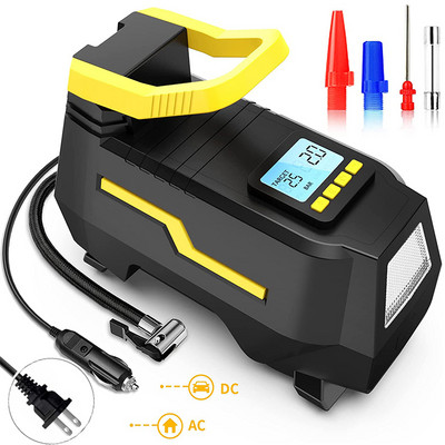 Pompă de umflare a aerului pentru mașină Compresor de aer portabil 150Psi Putere dublă Acasă AC110-240V/DC 12V Umflator digital pentru anvelope pentru bile cu motor auto
