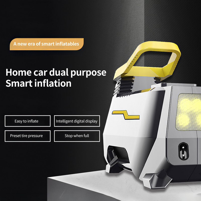 Pompă de umflare a aerului pentru mașină Compresor de aer portabil 150Psi Putere dublă Acasă AC110-240V/DC 12V Umflator digital pentru anvelope pentru bile cu motor auto