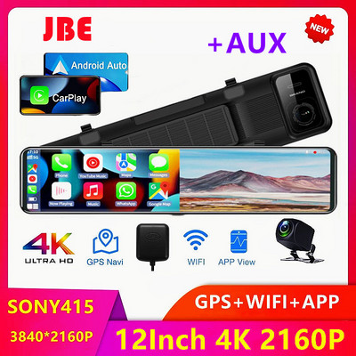 12 hüvelykes 2160P 4K WIFI Sony IMX415 autós DVR videorögzítő DashCam visszapillantó tükör GPS nyomvonal Automatikus regisztrációs éjszakai látás 24 órás park