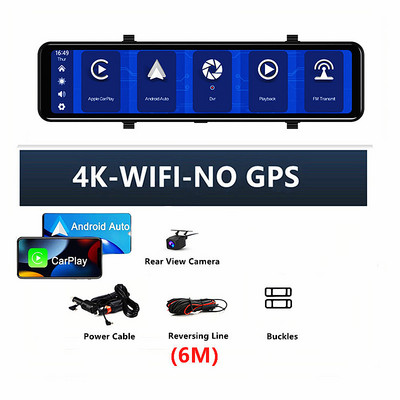 12 inch 2160P 4K WIFI Sony IMX415 Video Recorder DVR pentru mașină DashCam Oglindă retrovizoare GPS Track Înregistrare automată Viziune nocturnă 24H Parc