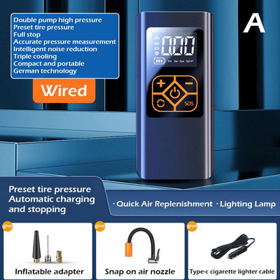 Pompă de aer pentru mașină Reîncărcabilă cu fir / fără fir Compresor de aer pentru mașină 150PSI Umflare automată portabilă pentru mașină Motocicletă