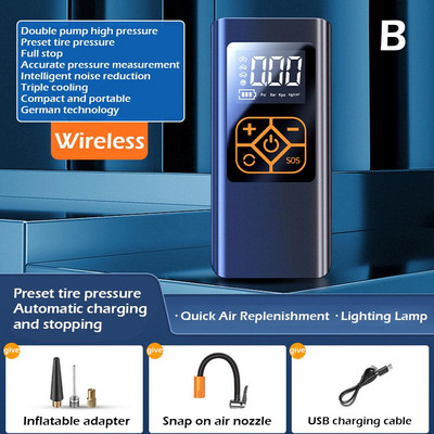 Pompă de aer pentru mașină Reîncărcabilă cu fir / fără fir Compresor de aer pentru mașină 150PSI Umflare automată portabilă pentru mașină Motocicletă
